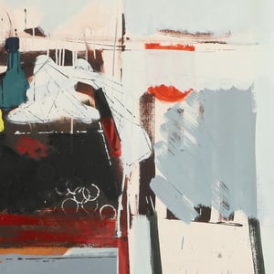 Image of 1979, Swedish Painting, Still Life with Bottles. ELMER HEMMINGSHOLT