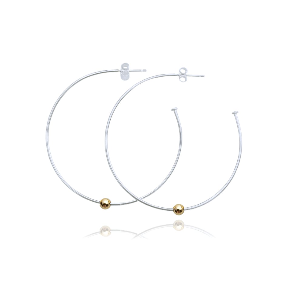 Large Hoops w Bead | Copper Large Hoops w Bead | Copper