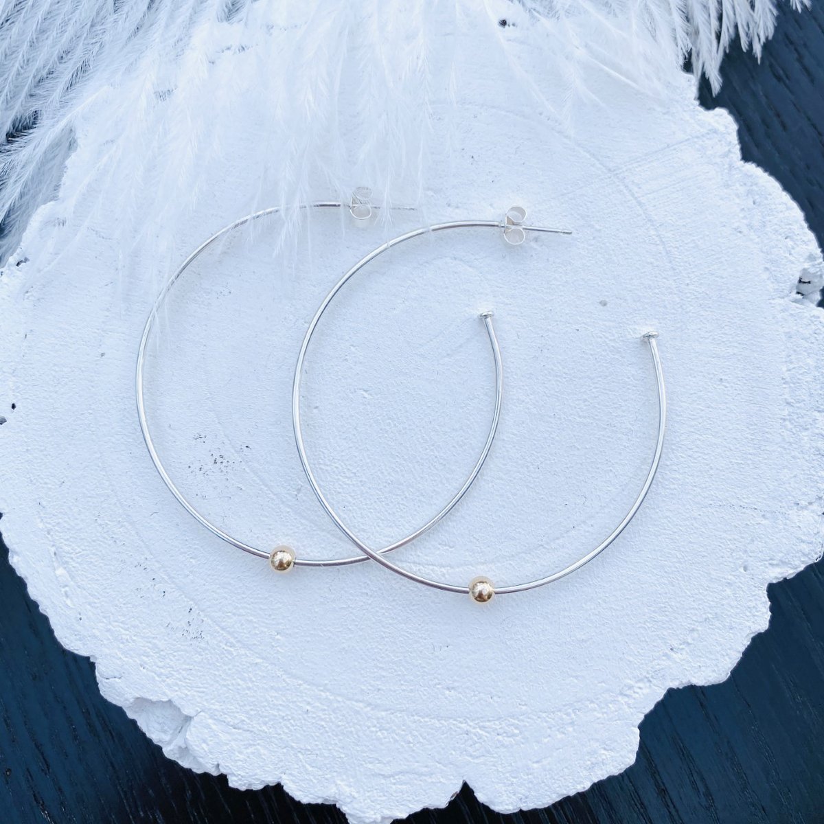 Image of Large hoops with single gold bead