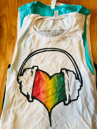 Rasta Heartphones Ladies Tri Tank