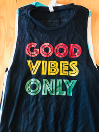 Good Vibes Only Disco Font Ladies Tri Tank