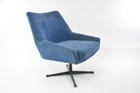 Image 1 of Fauteuil coquille pivotante bleue piètement noir