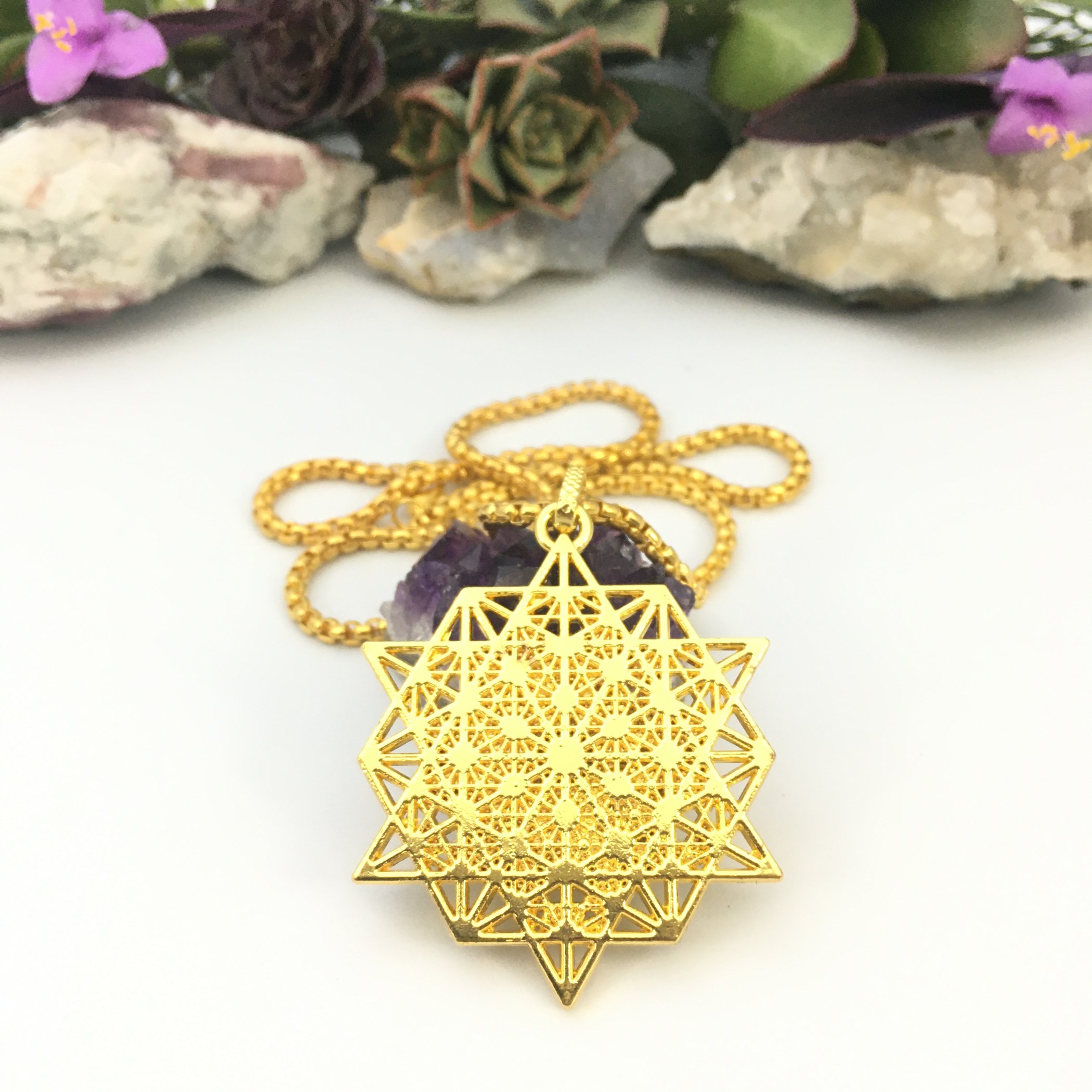 Gold Sacred Geometry Star Pendant Necklace SacredOhm