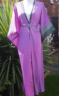 Katie kimono kaftan dress- PURPLE CHECKS