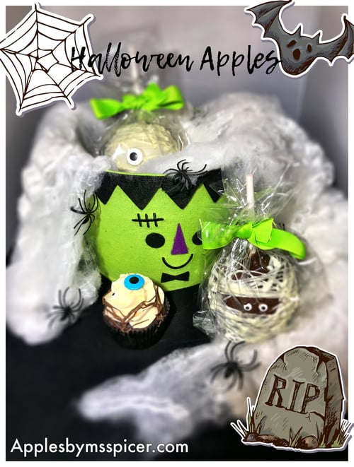Image of Just too Spooky Caramel Apples/ Gift Basket