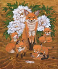 Image 1 of 'Foxes and Peonies' 1/1 Original Painting