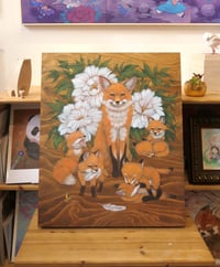 Image 3 of 'Foxes and Peonies' 1/1 Original Painting