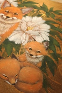Image 4 of 'Foxes and Peonies' 1/1 Original Painting