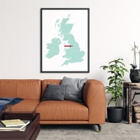 Image 2 of 'You Are Here' - Personalised map of the British Isles in light teal on white