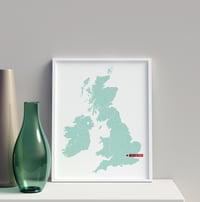 Image 1 of 'You Are Here' - Personalised map of the British Isles in light teal on white