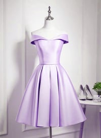 Image 1 of Adorable Satin Knee Length Lavender Prom Dress, Homecoming Dress Graduation Dress