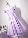 Adorable Satin Knee Length Lavender Prom Dress, Homecoming Dress Graduation Dress