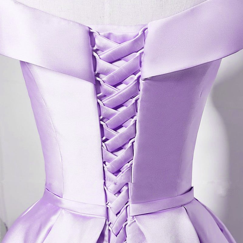 Adorable Satin Knee Length Lavender Prom Dress, Homecoming Dress Graduation Dress