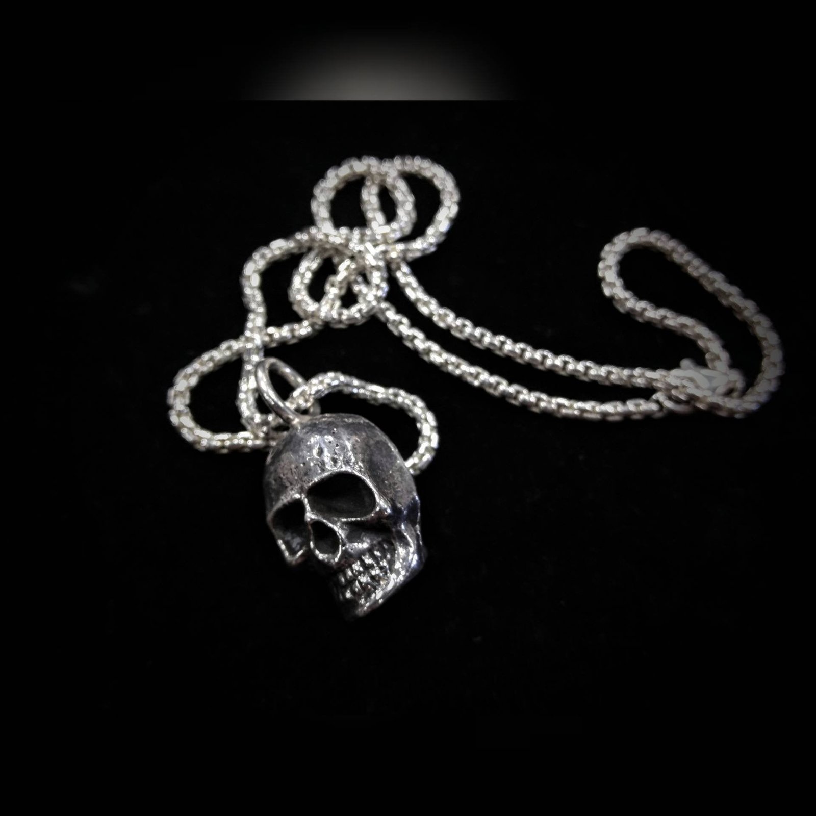 solid silver skull pendant