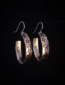 Image 1 of Spiral & Star Hammered Hoop Earrings