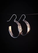 Image 2 of Spiral & Star Hammered Hoop Earrings