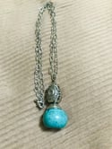 Turquoise-Silver Handmade Chain Necklace