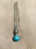 Turquoise-Silver Handmade Chain Necklace