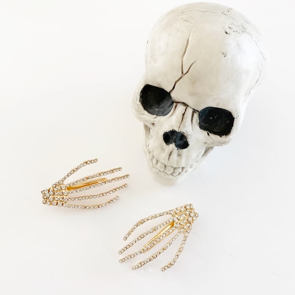 Image of Rhinestone Skeleton Hand Hair Clip 