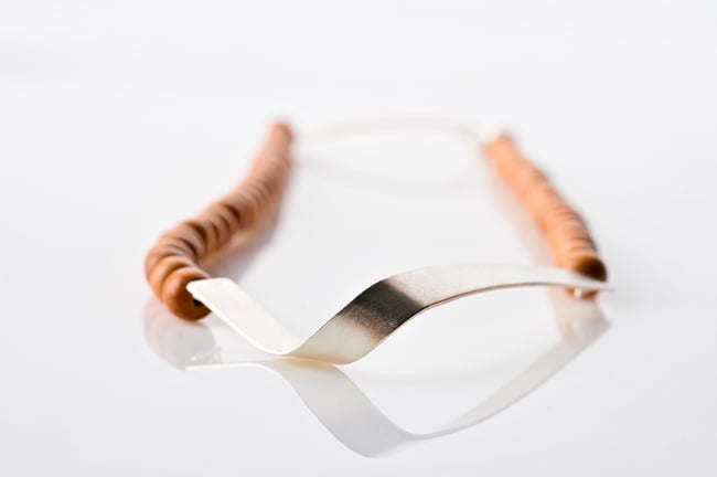 NECKLACE silver - wood  #027-21