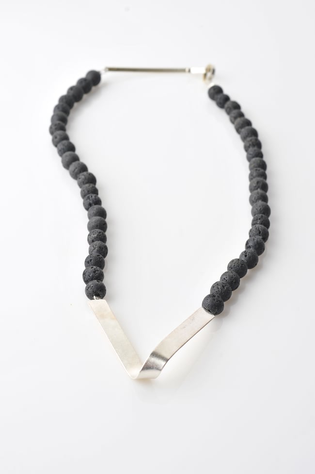 NECKLACE silver - lava #027-24