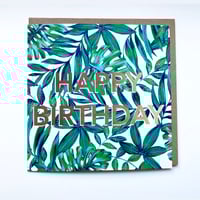 Happy Birthday Tropical Leaves Card
