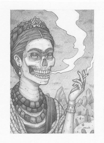 Image of Frida, Mother of Darkness - Framed Original Graphite