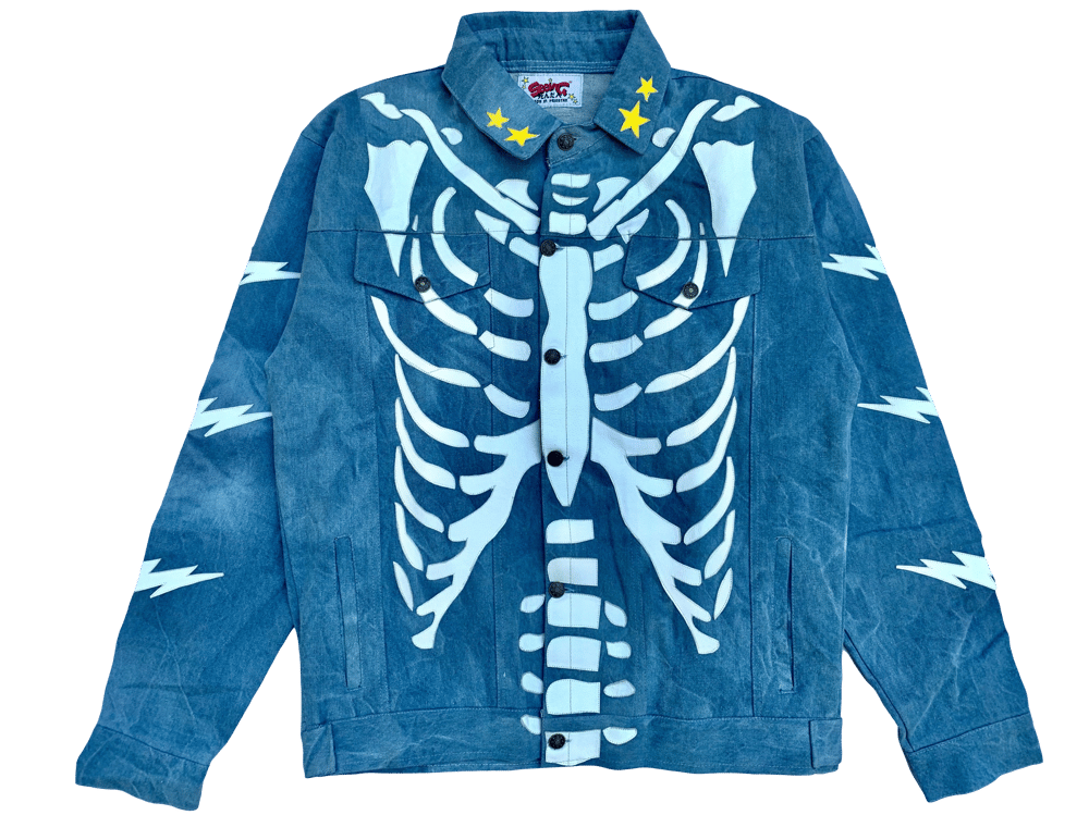 VINTAGE MEDIUM BLUE RIBCAGE BONE TRUCKER  JACKET