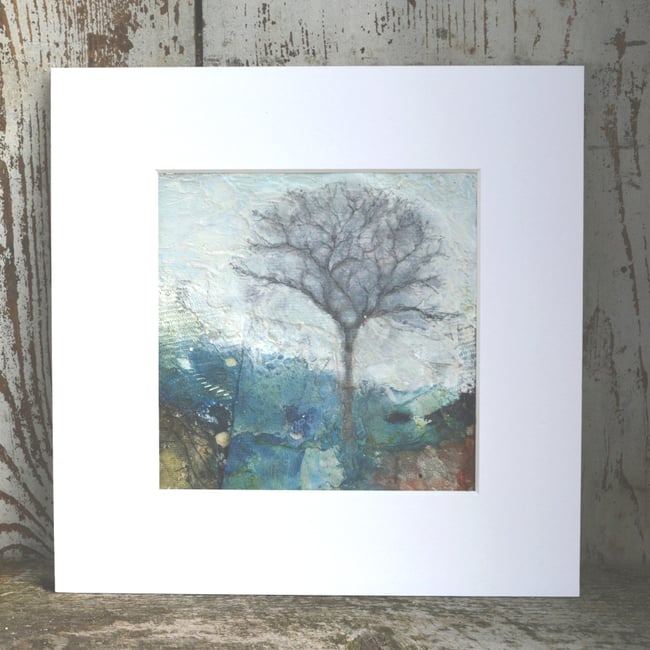 Mixed Media Painting On Canvas Winter Tree Jill Robinson Art