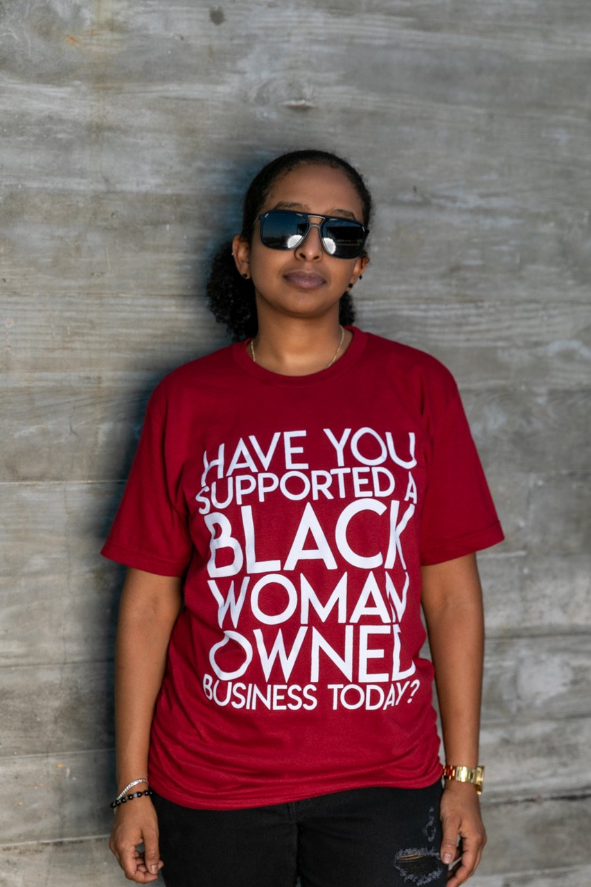 Image of "Have You Supported a Black Woman Owned Business Today?" Shirt (Burgundy)