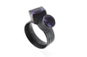 Amethyst twinned ring in oxidised silver