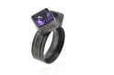 Amethyst twinned ring in oxidised silver