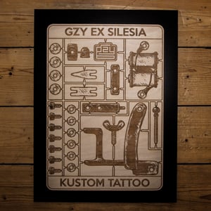Gzy Ex Silesia - Tattoo Machine - laser engraved wood panel