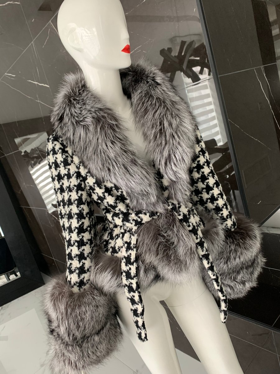 Houndstooth X Fox Fur Peacoat / istylebysonia
