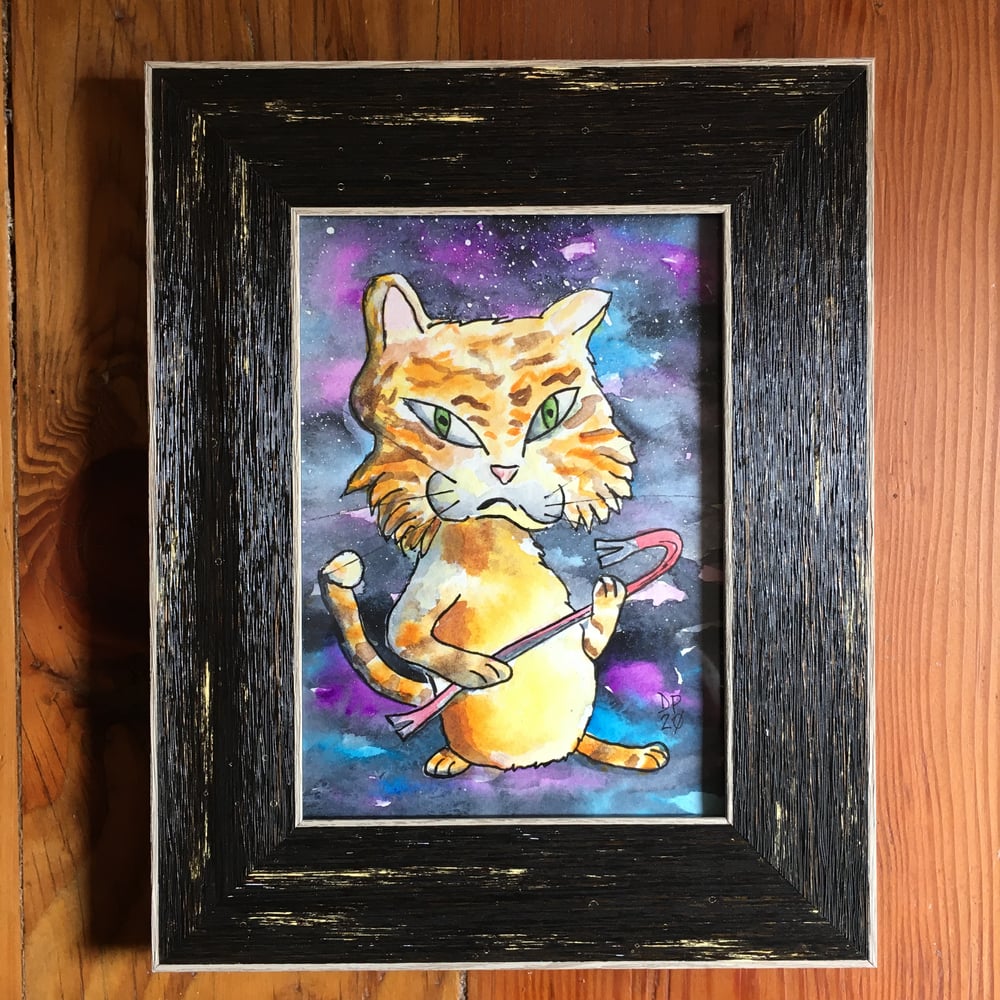 Image of "Cat Crook #1, The Crowbar" original watercolor painting by Dan P.