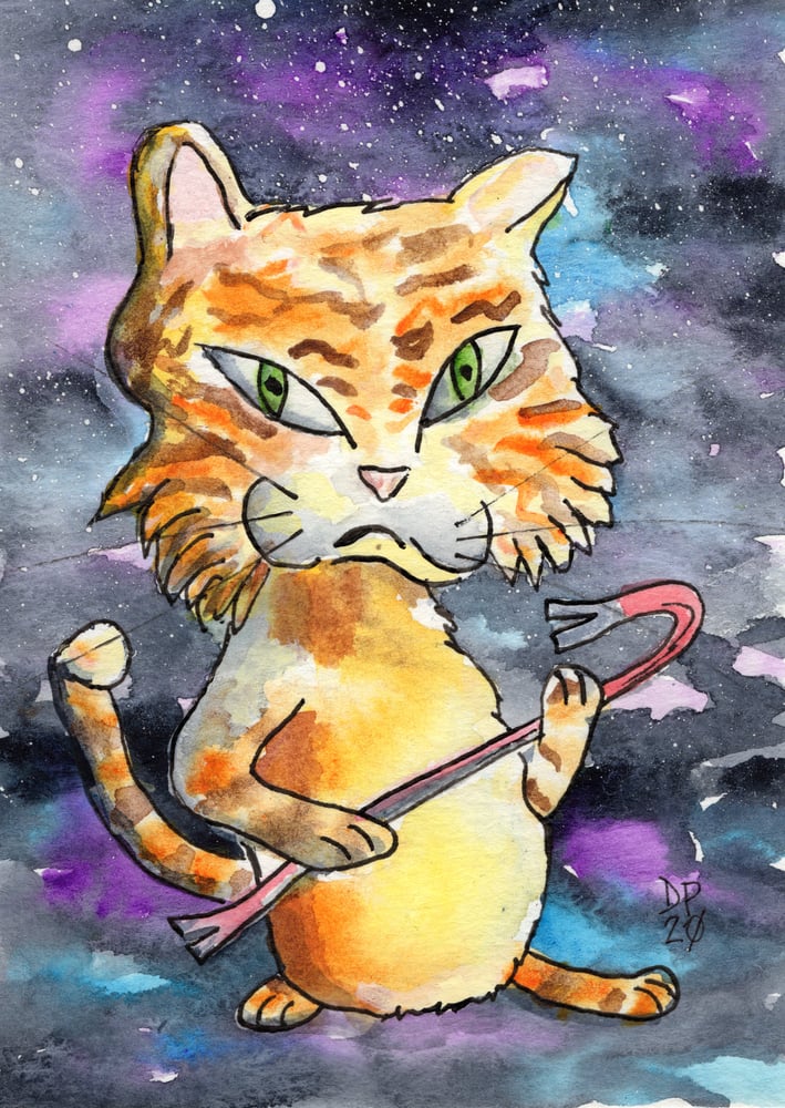 Image of "Cat Crook #1, The Crowbar" original watercolor painting by Dan P.