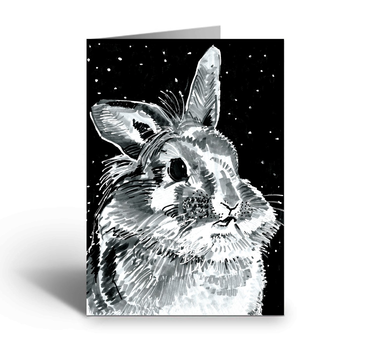 Image of Rabbit At Night Art Greetings Card w/Envelope C6 Size