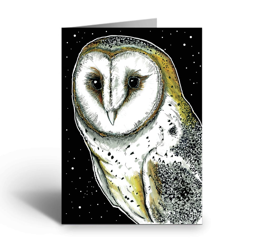 Image of Barn Owl At Night art greetings card