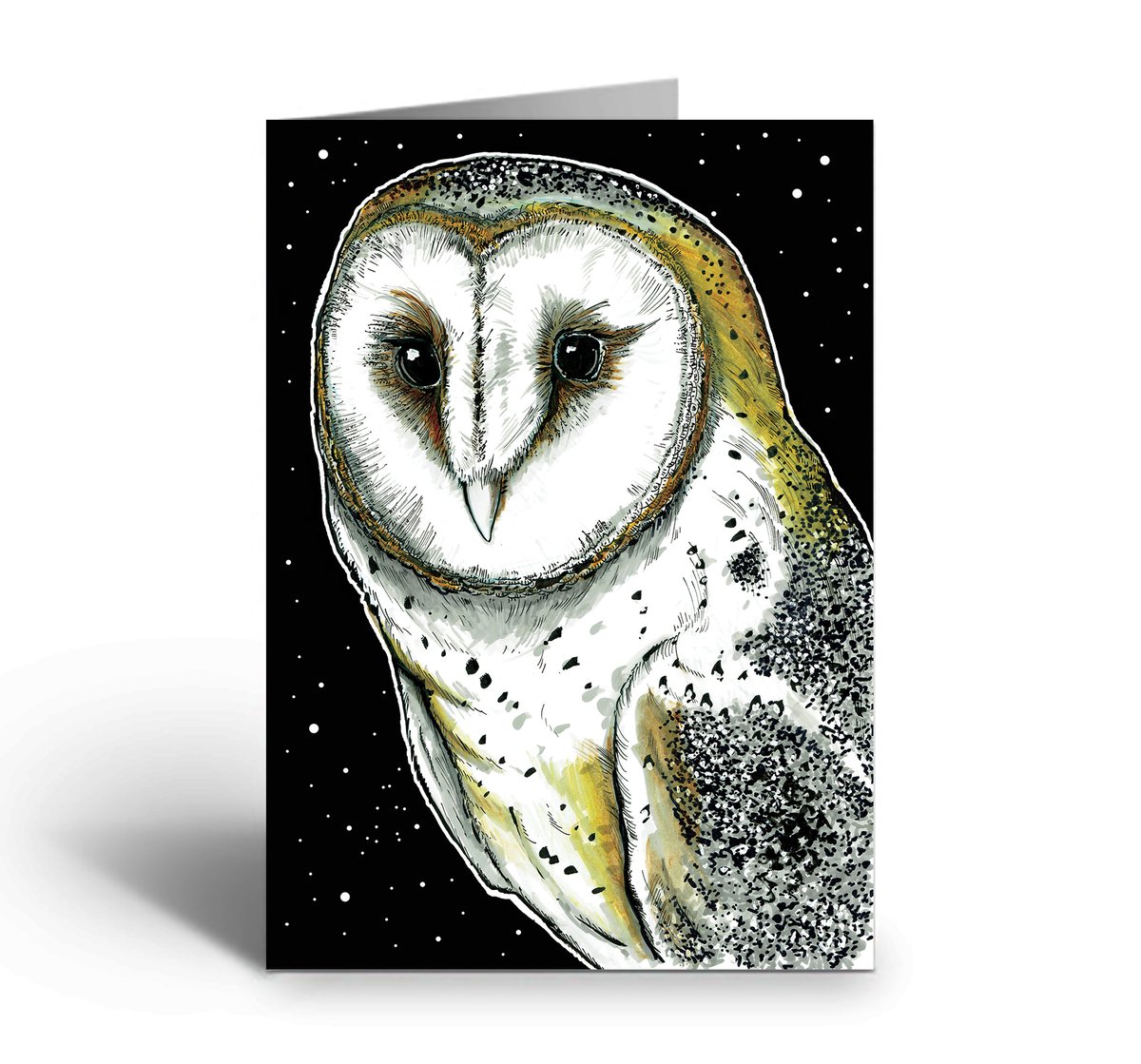 Barn Owl At Night Art Greetings Card w/Envelope C6 Size | The Dark Wood