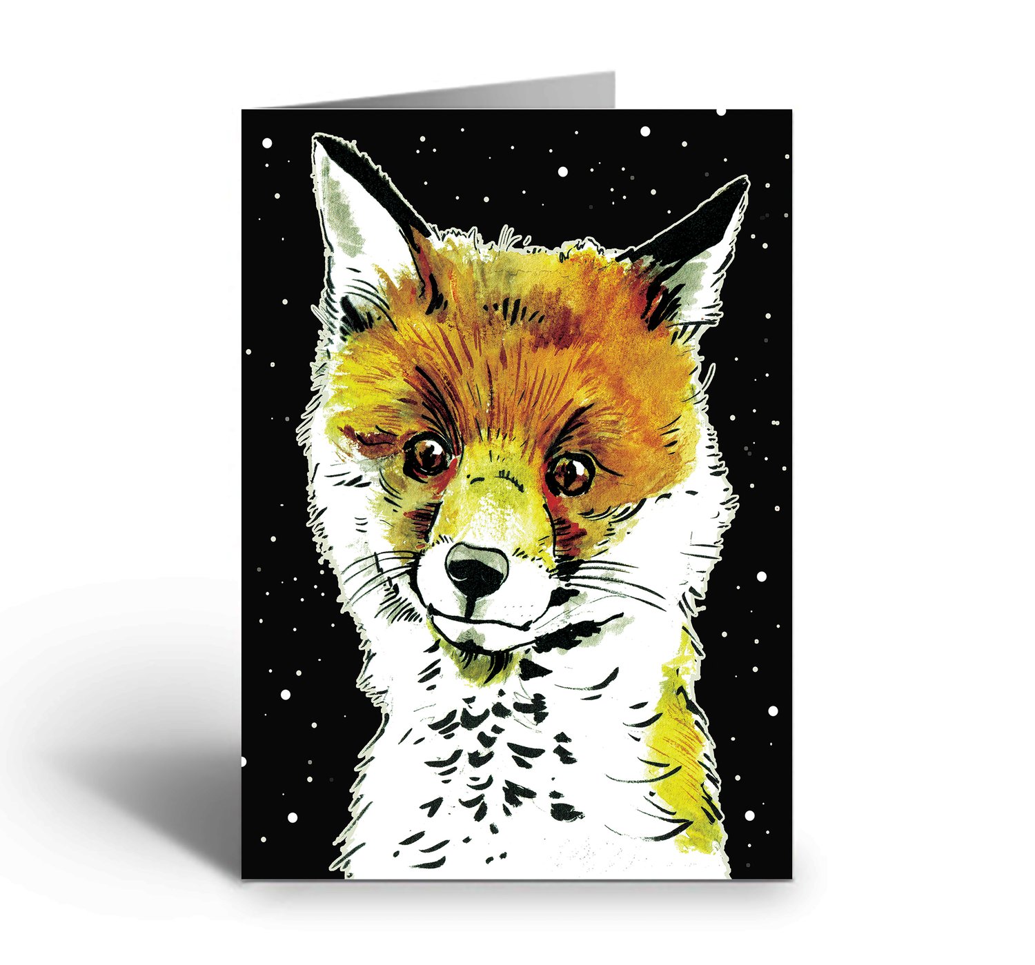 Image of Fox Cub At Night Art Greetings Card w/Envelope C6 Size