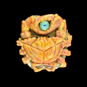 Image of XL. Streaky Golden Coral Crab - Flamework Glass Sculpture Bead