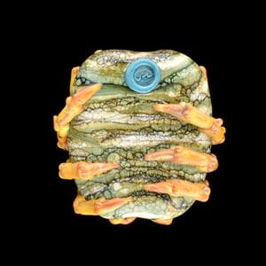 Image of XL. Streaky Golden Coral Crab - Flamework Glass Sculpture Bead