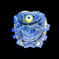 Image 1 of XL. Dark Streaky Blue Crab - Flamework Glass Sculpture Bead