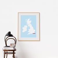 Image 2 of 'You are Here' Personalised map of the British Isles in white on blue