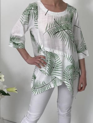 Image of Asymmetrical  Linen/Cotton Top -  Palm 