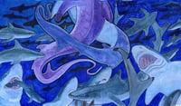Image 3 of Feeding Frenzy Original Watercolor Painting 