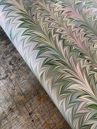 Image 1 of PRINTED Marbled Paper - 'Fern & Feather'