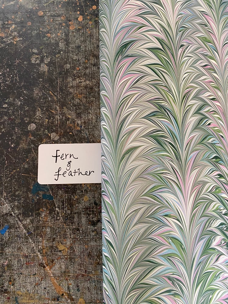 Image of PRINTED Marbled Paper - 'Fern & Feather'