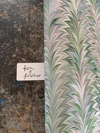 Image 3 of PRINTED Marbled Paper - 'Fern & Feather'