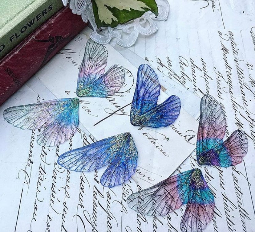 Image of Set of mixed purple rainbow faerie wings